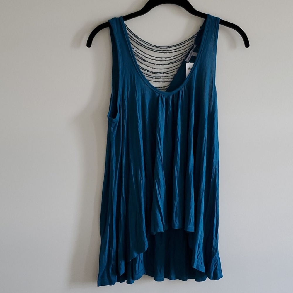 Ladies high-low shirt with beaded back size M
